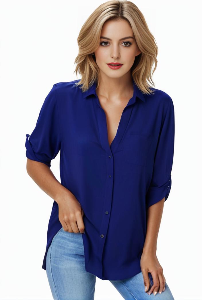 plus size formal shirt women s plus plain long sleeve turn down collar button up workwear shirt 127525
