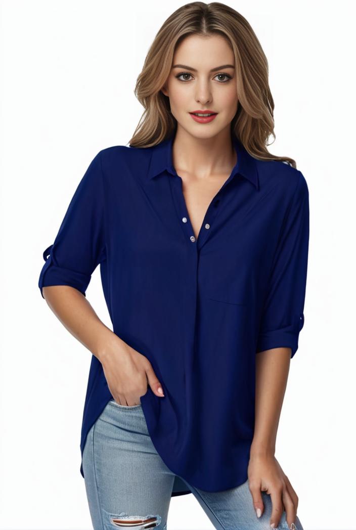plus size formal shirt women s plus plain long sleeve turn down collar button up workwear shirt 127527