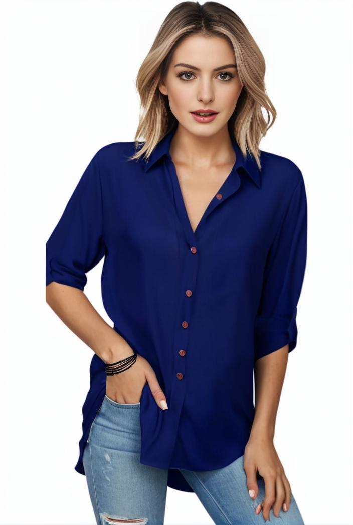 plus size formal shirt women s plus plain long sleeve turn down collar button up workwear shirt 127528