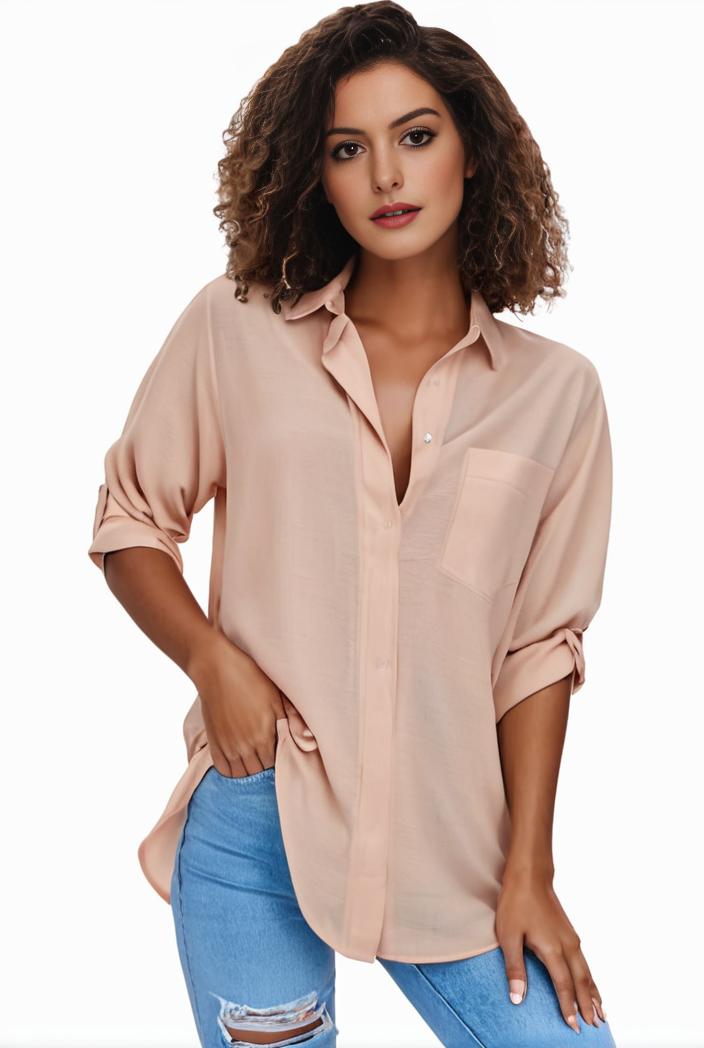 plus size formal shirt women s plus plain long sleeve turn down collar button up workwear shirt 127540