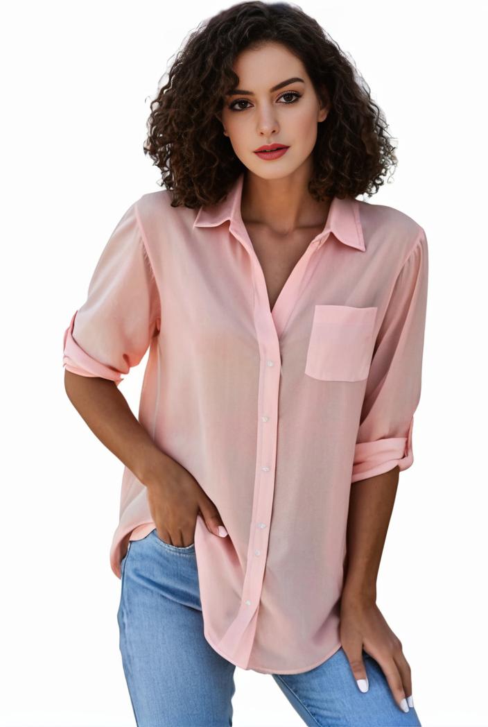 plus size formal shirt women s plus plain long sleeve turn down collar button up workwear shirt 127542
