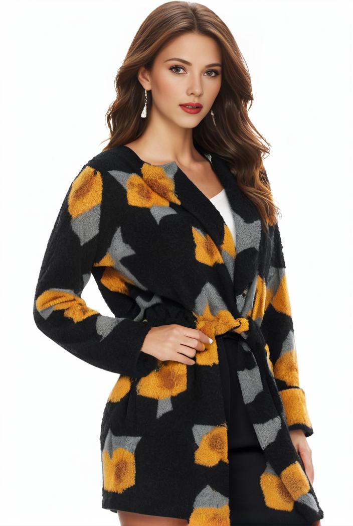 plus size halloween coat women s pus allover cat pumpkin print long sleeve open front medium stretch cardigan overcoat 108271