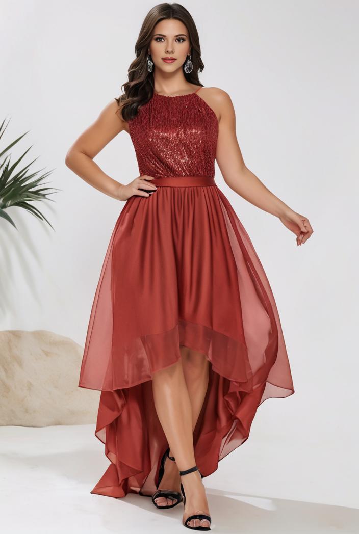plus size sequin high low deep v neck tulle evening dresses 109242