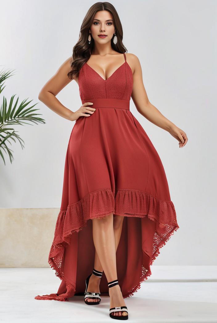 plus size sequin high low deep v neck tulle evening dresses 109245