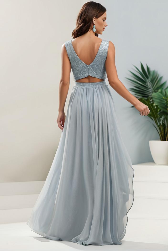 plus size sequin high low deep v neck tulle evening dresses 109300
