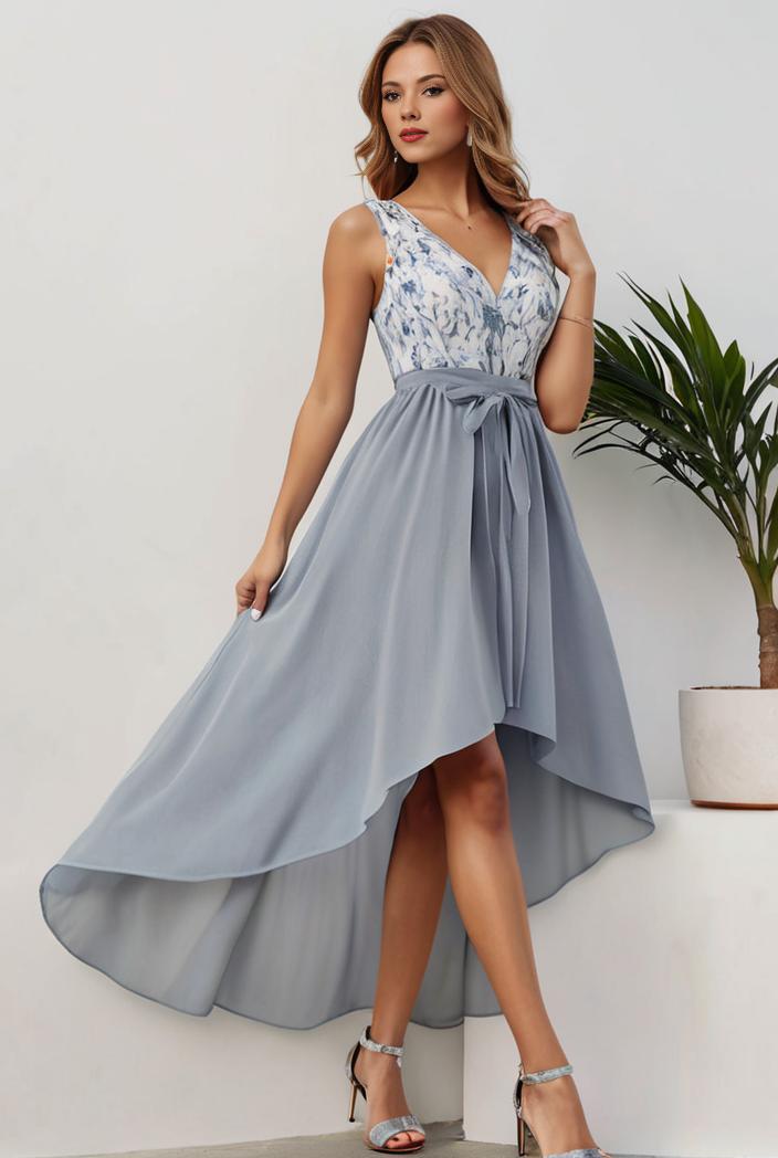 plus size sequin high low deep v neck tulle evening dresses 109304