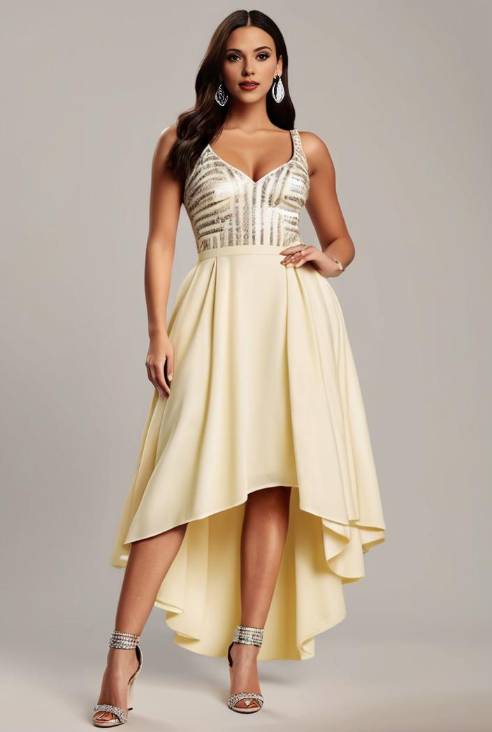 plus size sequin high low deep v neck tulle evening dresses 109321