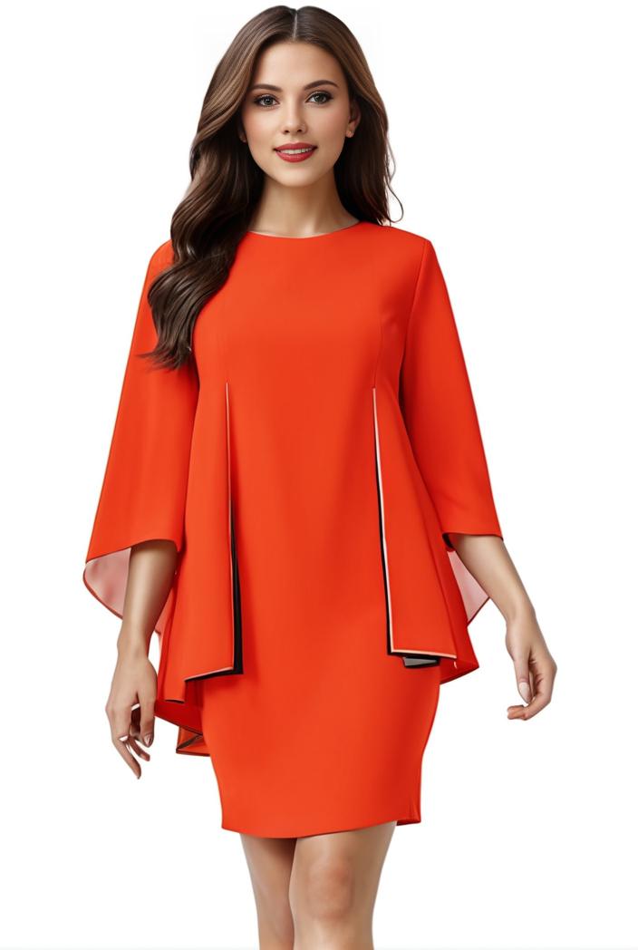 plus size solid round neck 3 4 sleeve cape midi dress women s plus elegant slight stretch cape midi dress 110025