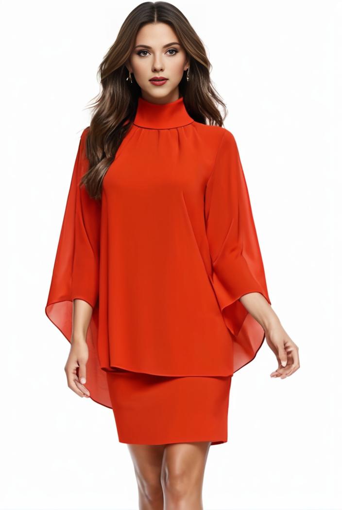 plus size solid round neck 3 4 sleeve cape midi dress women s plus elegant slight stretch cape midi dress 110026