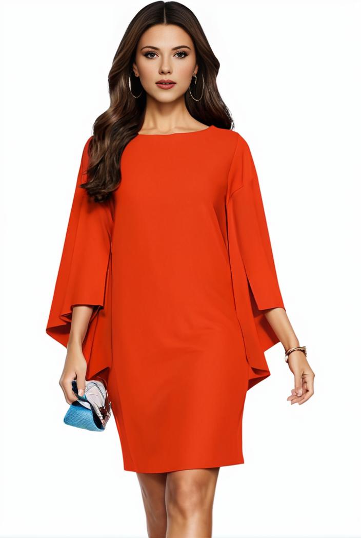 plus size solid round neck 3 4 sleeve cape midi dress women s plus elegant slight stretch cape midi dress 110028