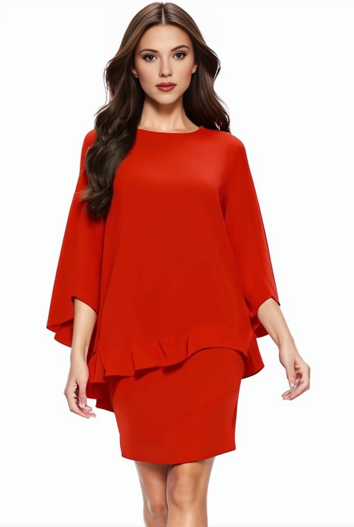plus size solid round neck 3 4 sleeve cape midi dress women s plus elegant slight stretch cape midi dress 110030