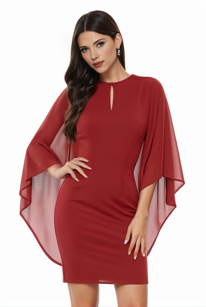 plus size solid round neck 3 4 sleeve cape midi dress women s plus elegant slight stretch cape midi dress 110033