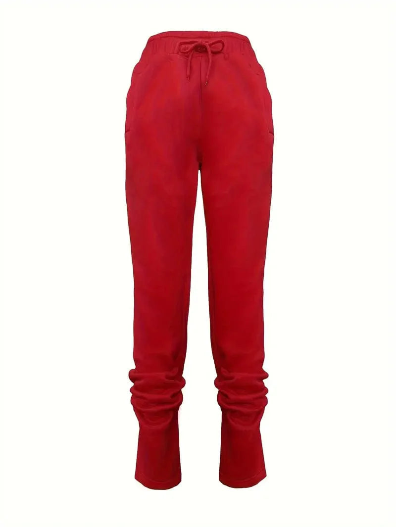 Long Drawstring Pants with Dual Pockets for Women's Fall & Winter Wear