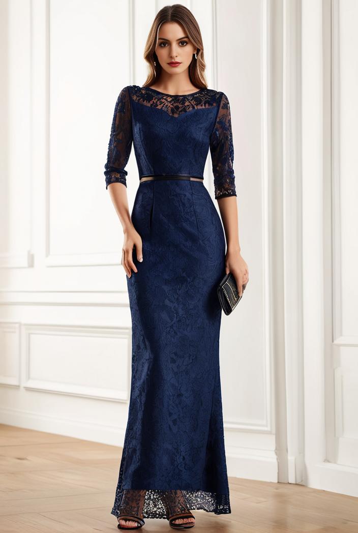 3 4 sleeve bodycon plunging back sequin evening dress 137509