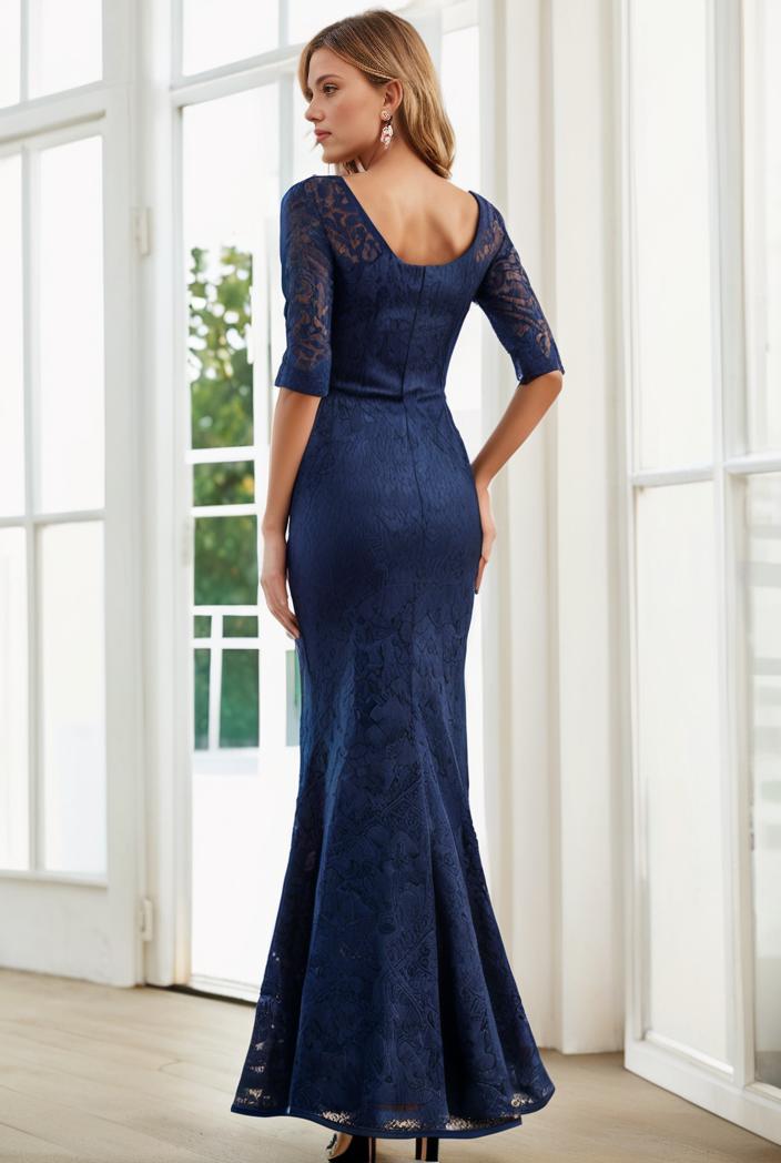 3 4 sleeve bodycon plunging back sequin evening dress 118090
