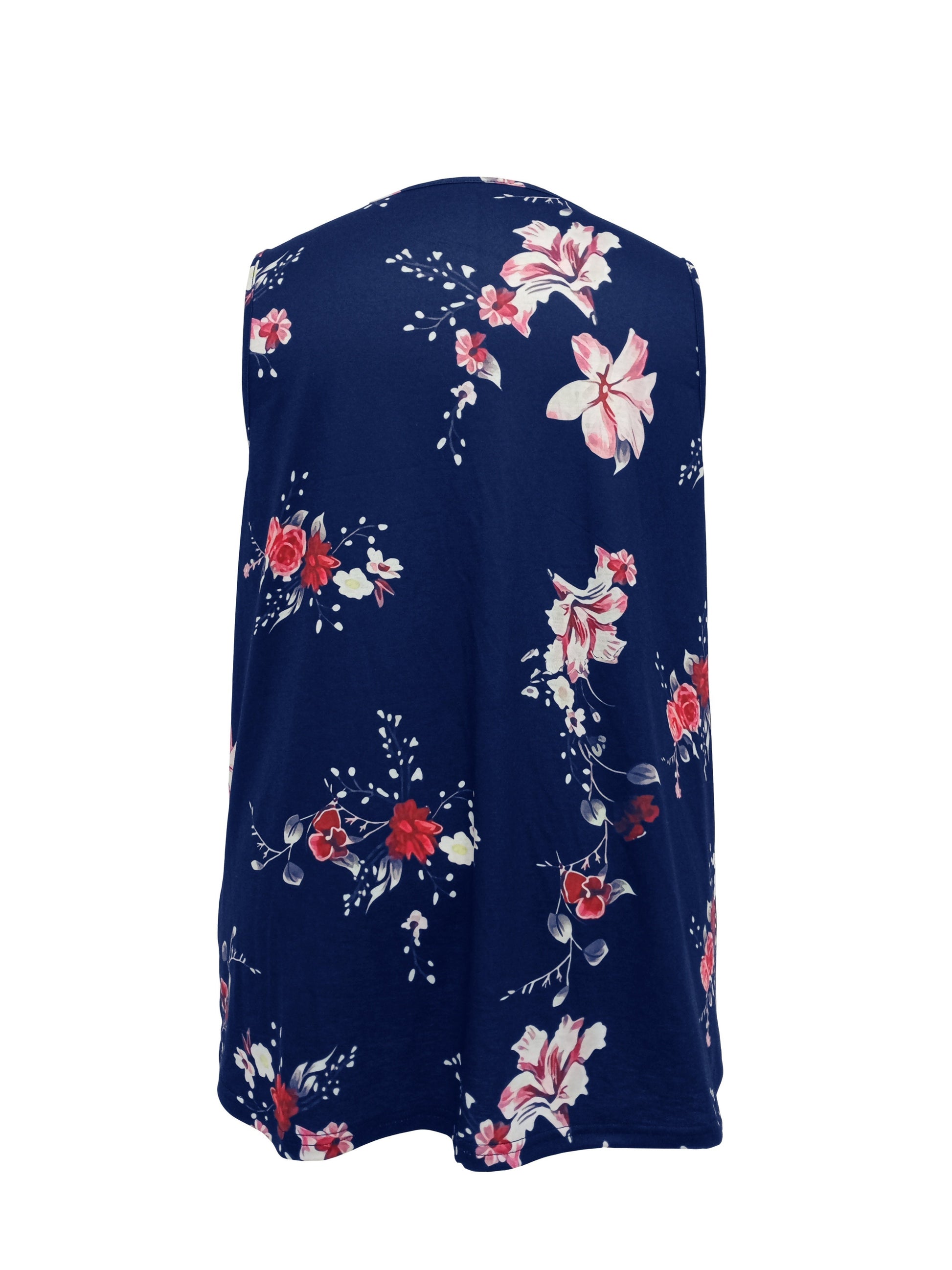 Floral Print Plus Size Henley Tank Top for Women