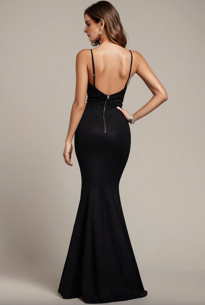 glitter spaghetti strap u veck open back bodycon stretchy evening dress 142681