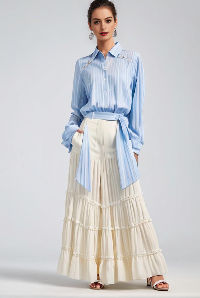 pleated high waist commuting temperament maxi dress 144657