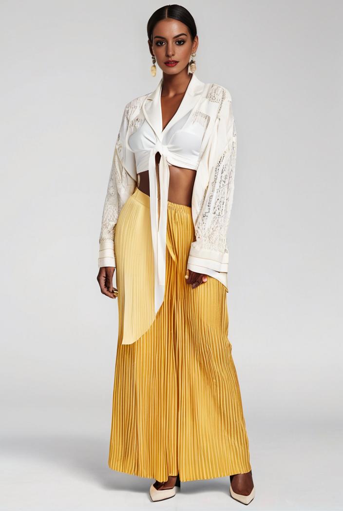 pleated high waist commuting temperament maxi dress 100737