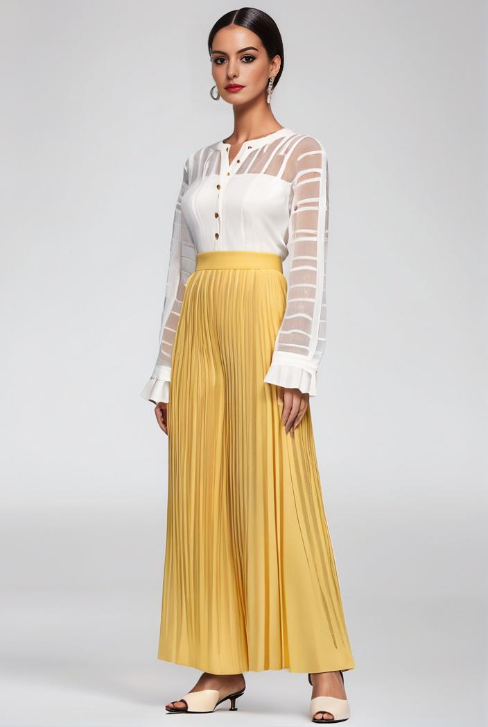 pleated high waist commuting temperament maxi dress 100741