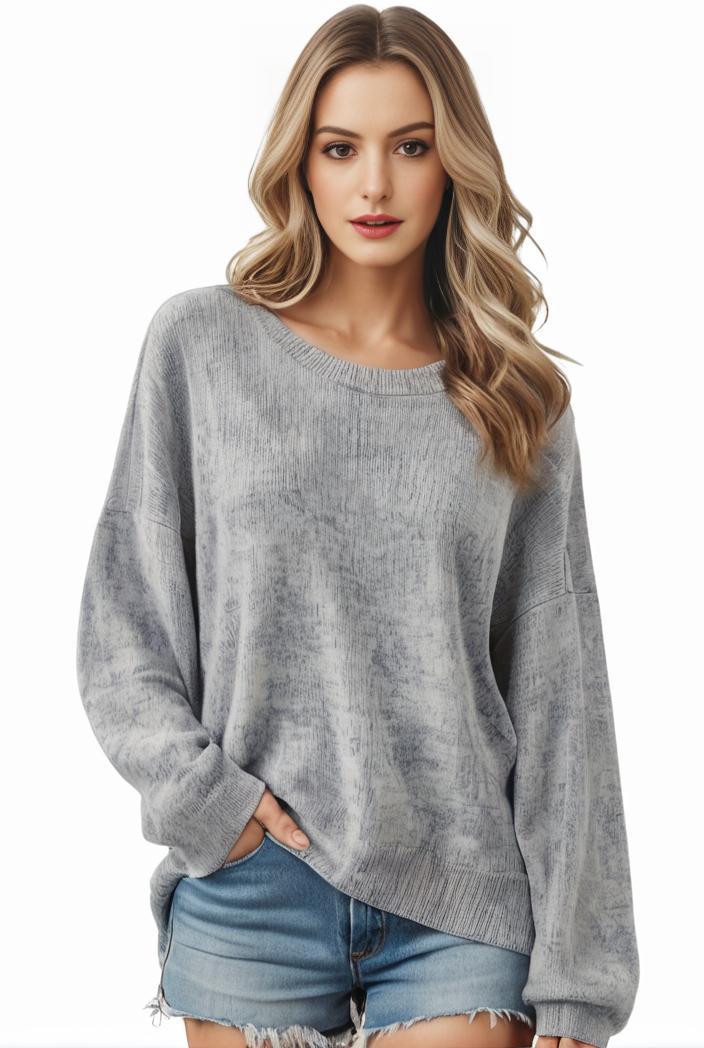 plus size casual sweater women s plus solid long sleeve round neck slight stretch loose sweater 147273