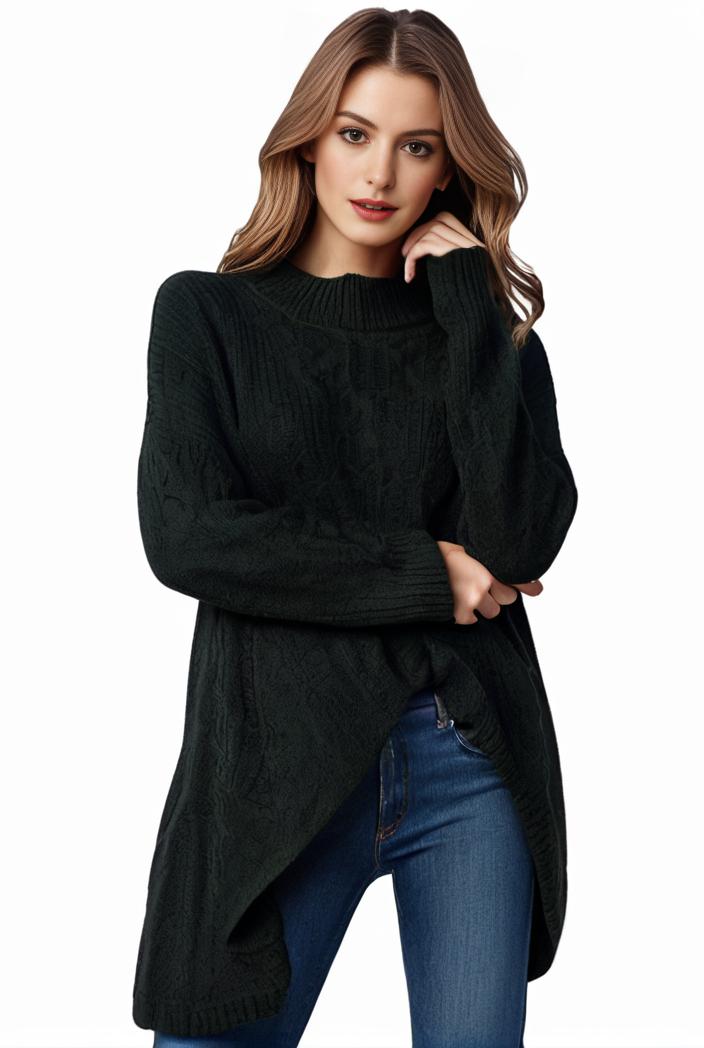 plus size casual sweater women s plus solid tassel trim long sleeve cowl neck high stretch jumper 147294
