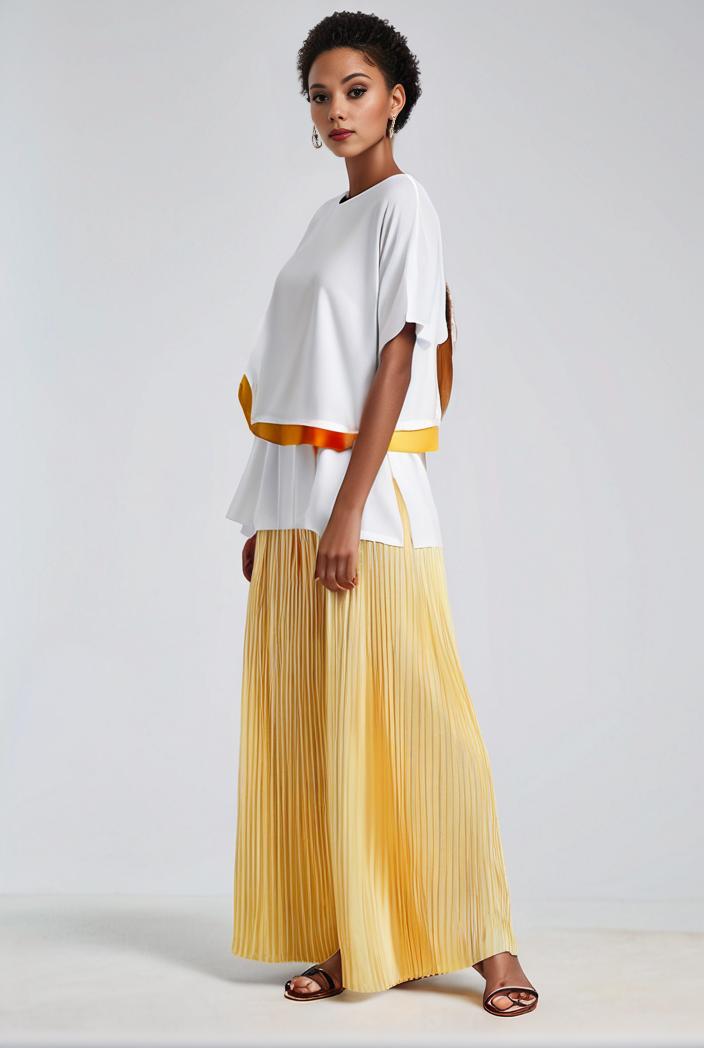 pleated high waist commuting temperament maxi dress 125271