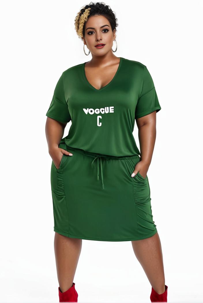 plus size faith letter print short sleeve midi dress with pockets women s plus slight stretch casual dress 147542