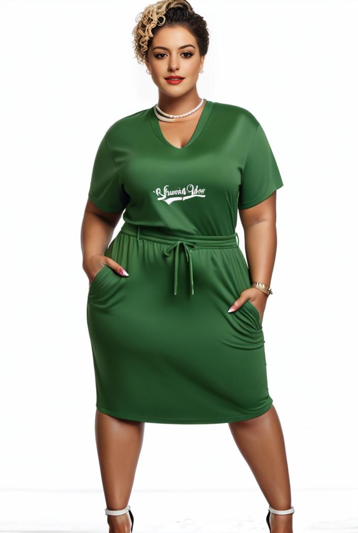 plus size faith letter print short sleeve midi dress with pockets women s plus slight stretch casual dress 147551