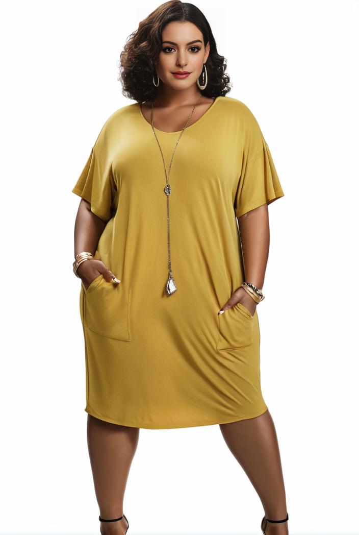 plus size faith letter print short sleeve midi dress with pockets women s plus slight stretch casual dress 147570