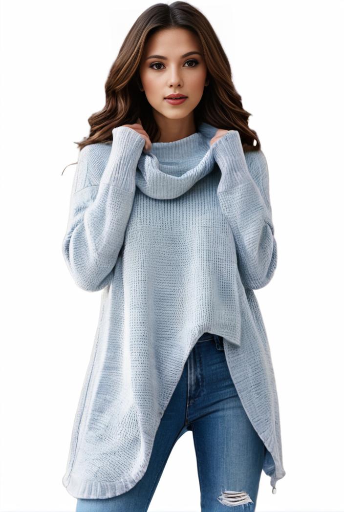 plus size casual sweater women s plus solid tassel trim long sleeve cowl neck high stretch jumper 126283