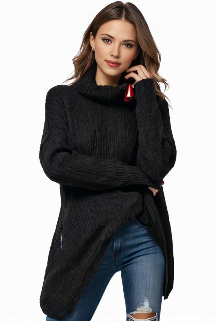 plus size casual sweater women s plus solid tassel trim long sleeve cowl neck high stretch jumper 126289