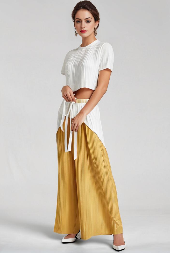 pleated high waist commuting temperament maxi dress 102911