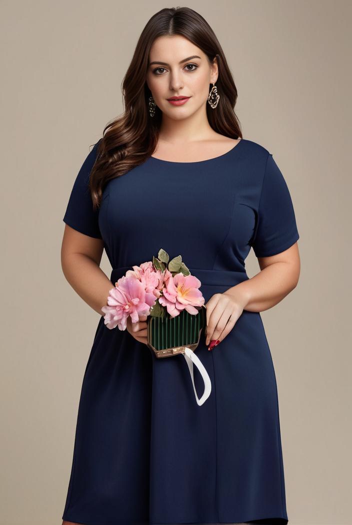 plus size simple chiffon pleated a line round neckline bridesmaid dress 149809