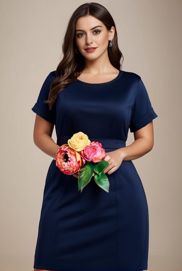 plus size simple chiffon pleated a line round neckline bridesmaid dress 149812