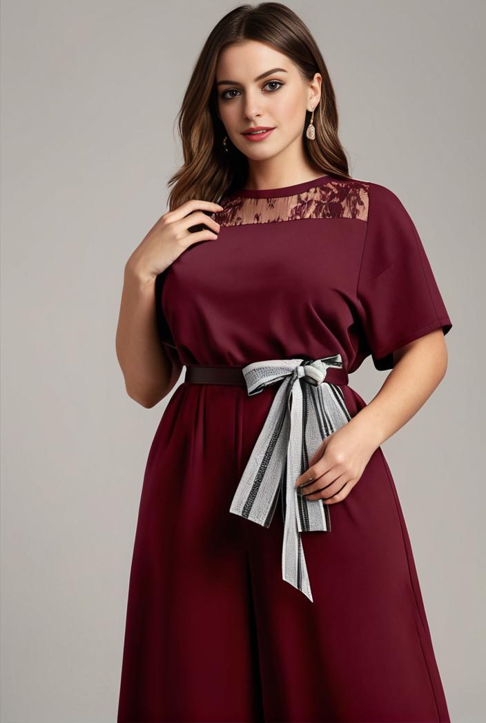 plus size simple chiffon pleated a line round neckline bridesmaid dress 149814