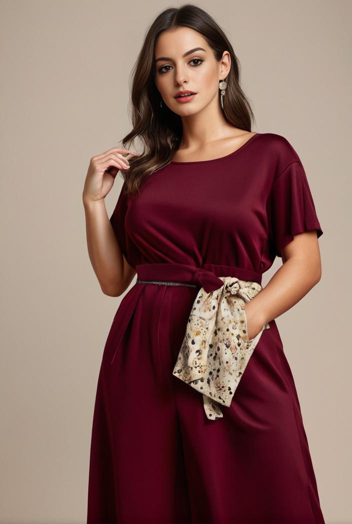 plus size simple chiffon pleated a line round neckline bridesmaid dress 149816