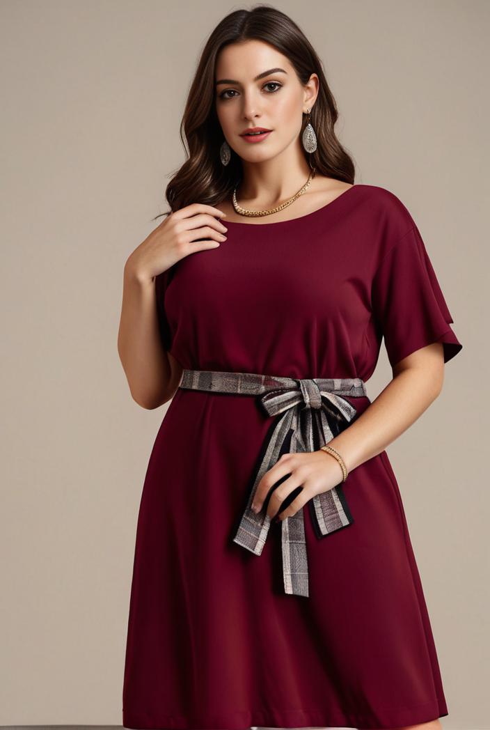 plus size simple chiffon pleated a line round neckline bridesmaid dress 149819