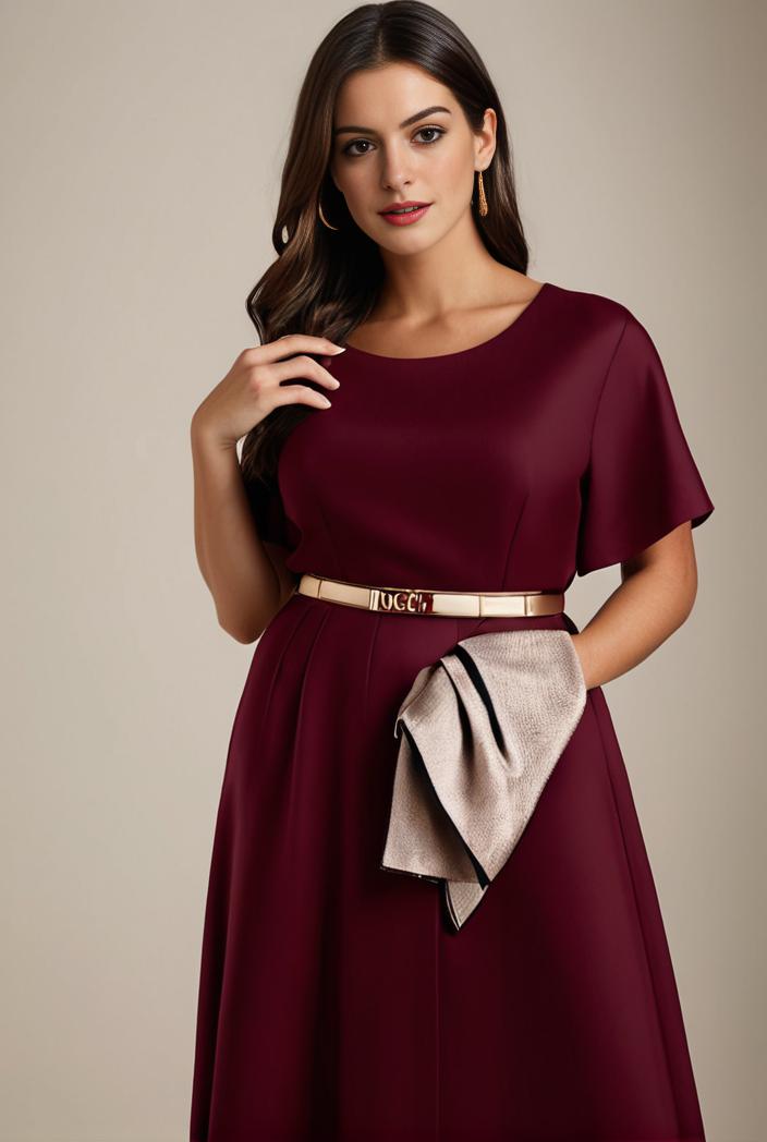 plus size simple chiffon pleated a line round neckline bridesmaid dress 149820
