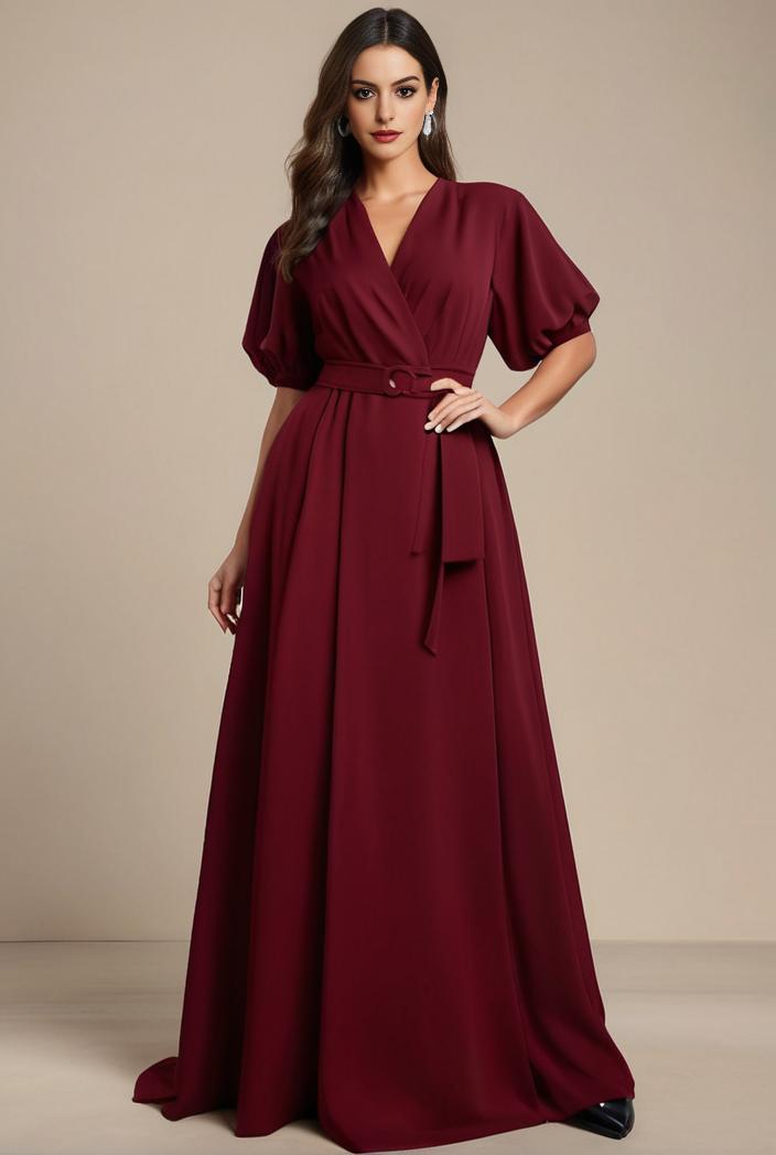 plus size simple chiffon pleated a line round neckline bridesmaid dress 149840