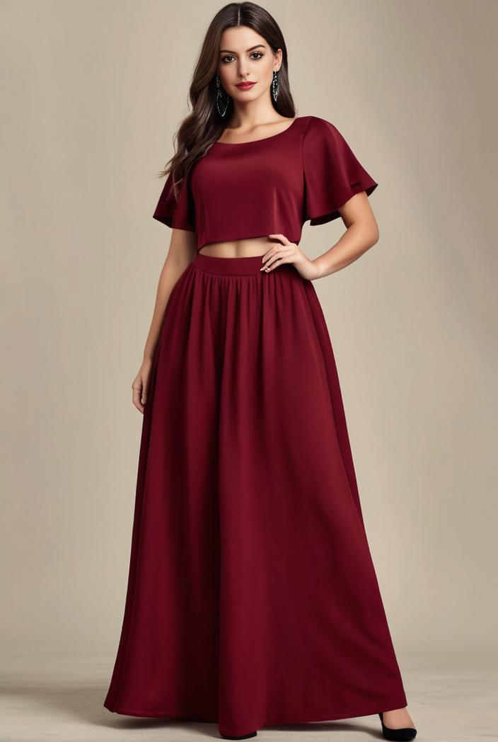 plus size simple chiffon pleated a line round neckline bridesmaid dress 149841