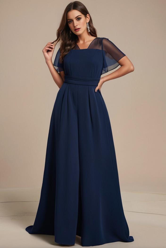 plus size simple chiffon pleated a line round neckline bridesmaid dress 149848