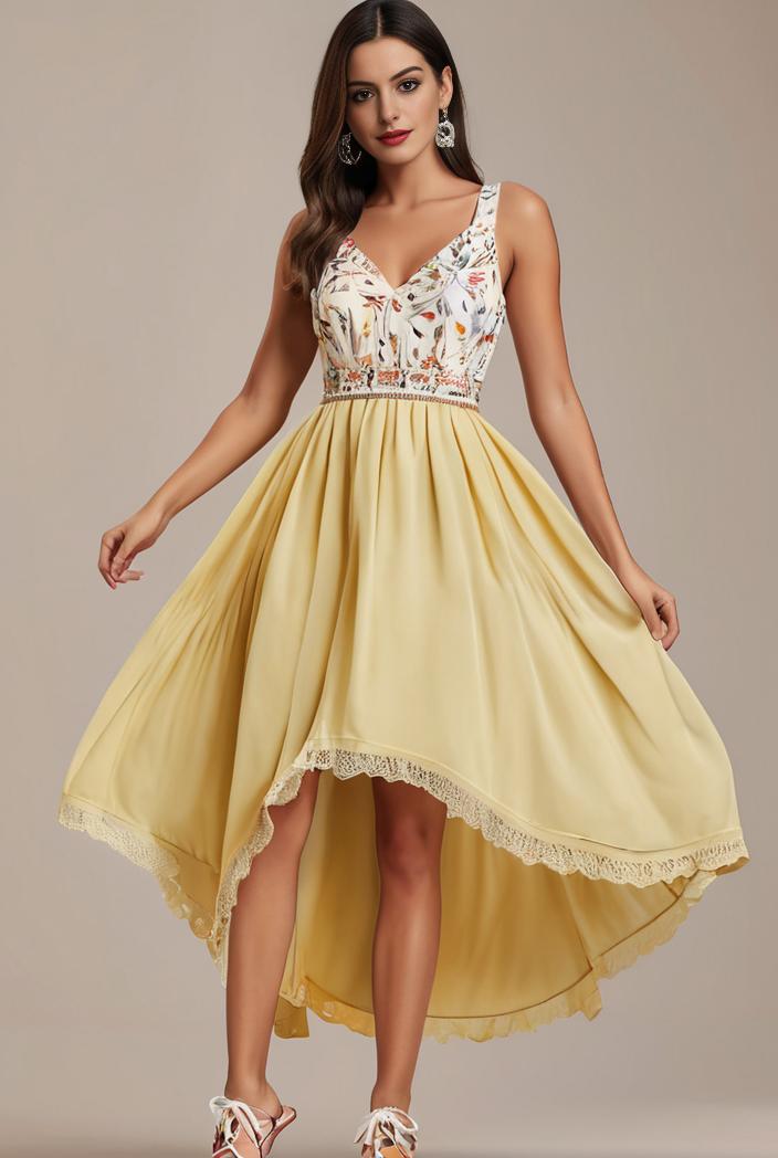 sleeveless v back tulle high low sequin appliques evening dresses 110691