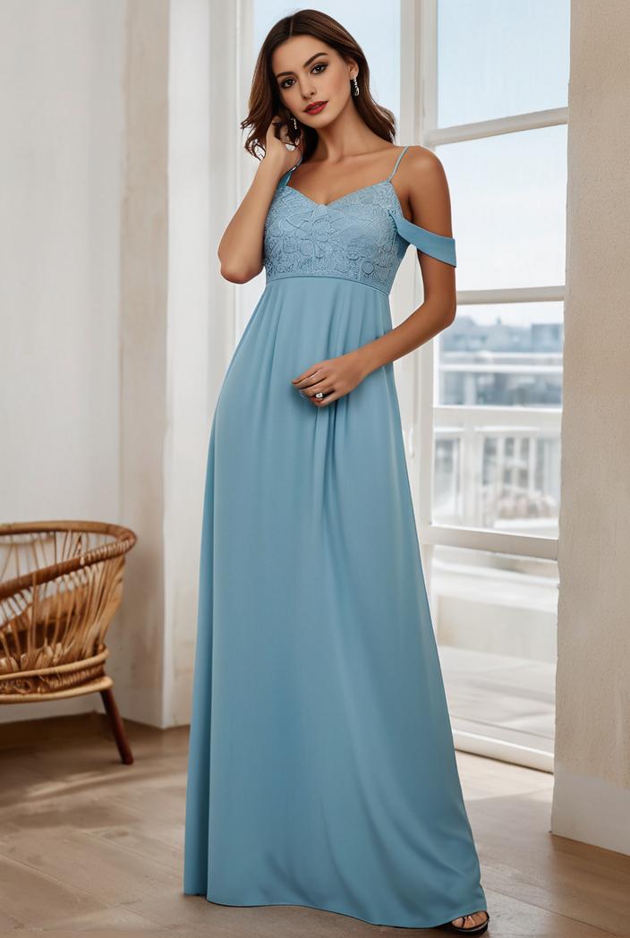 off shoulder spaghetti strap a line maternity dress 121243