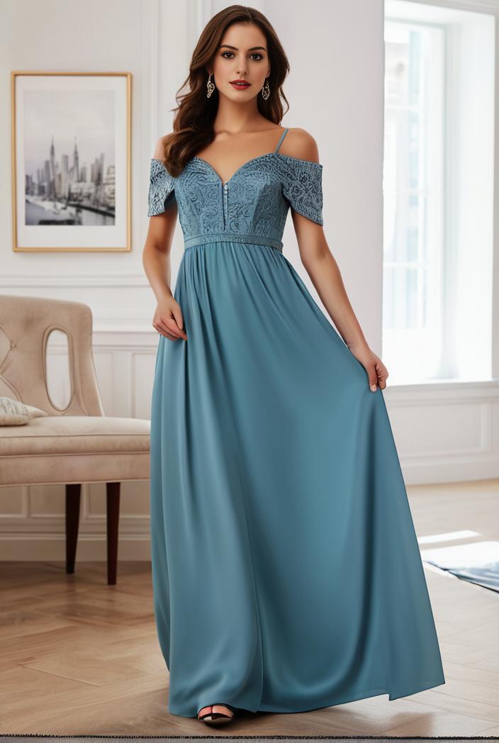 off shoulder spaghetti strap a line maternity dress 121264