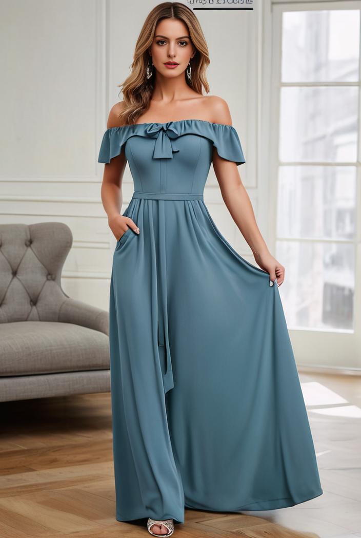 off shoulder spaghetti strap a line maternity dress 121266
