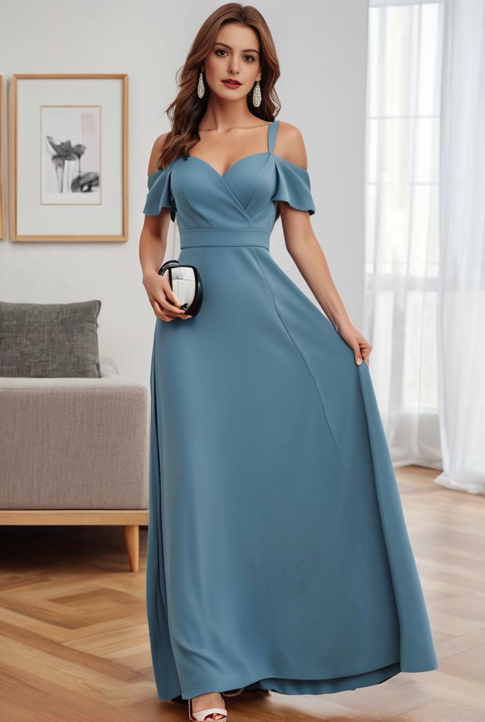 off shoulder spaghetti strap a line maternity dress 121268