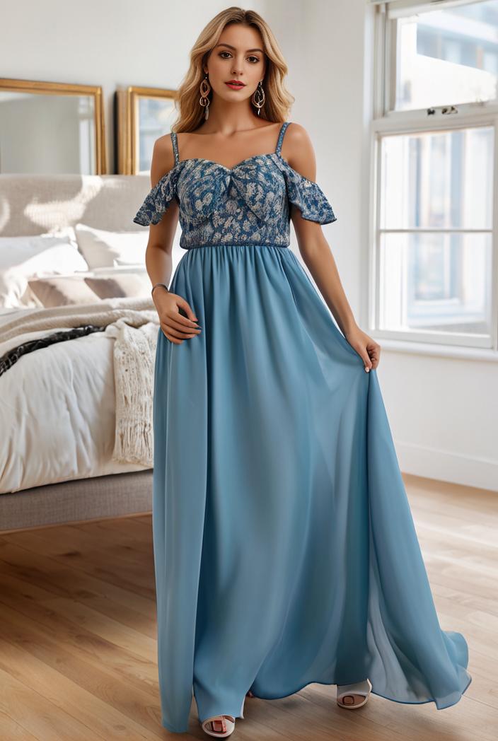 off shoulder spaghetti strap a line maternity dress 121270