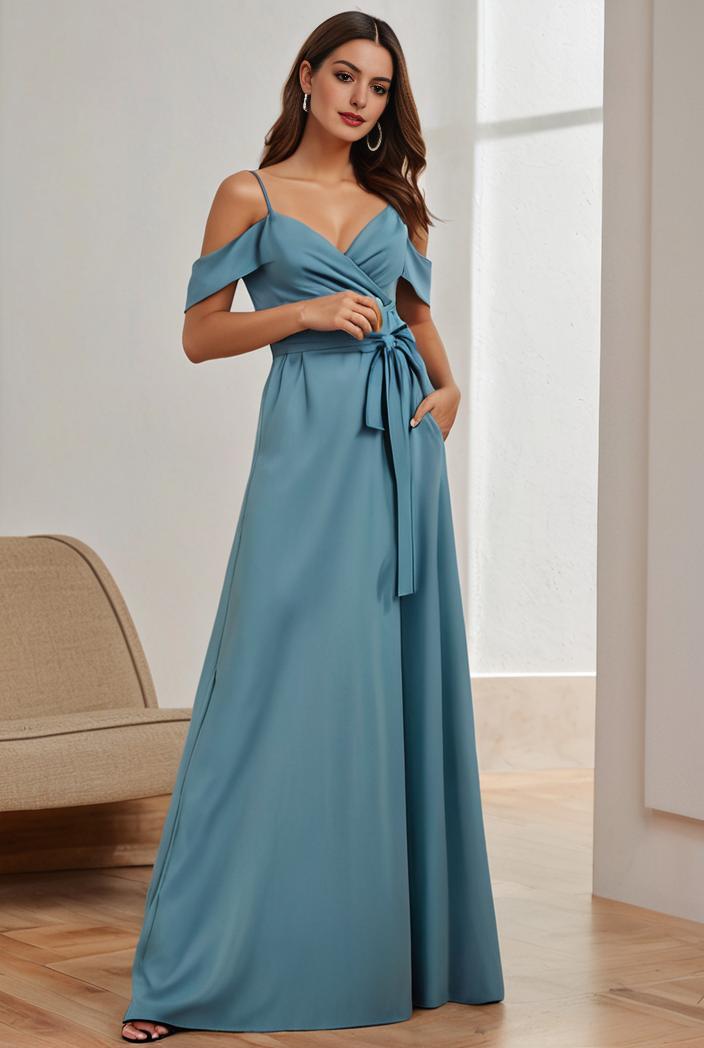 off shoulder spaghetti strap a line maternity dress 121273