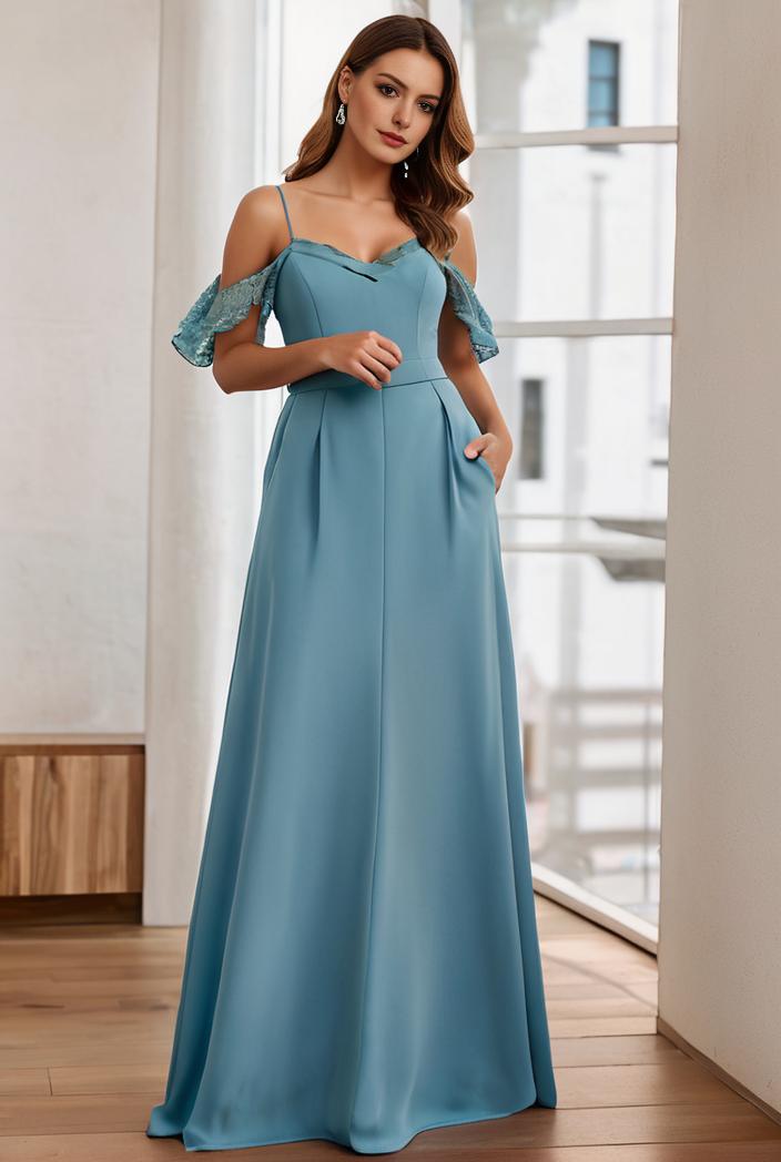 off shoulder spaghetti strap a line maternity dress 121278